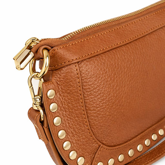 Bandolera ovalada piel tachuelas