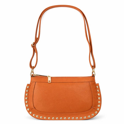 Bandolera ovalada piel tachuelas