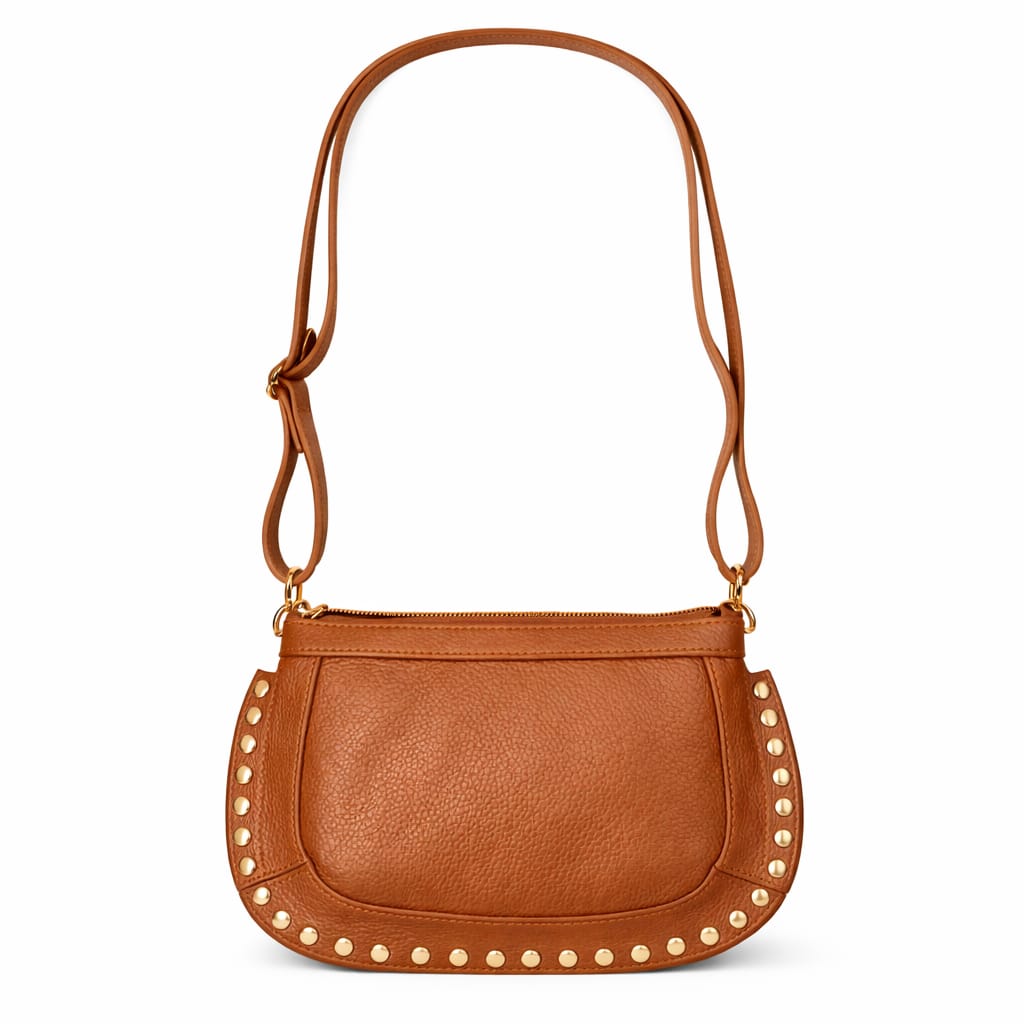 Bandolera ovalada piel tachuelas